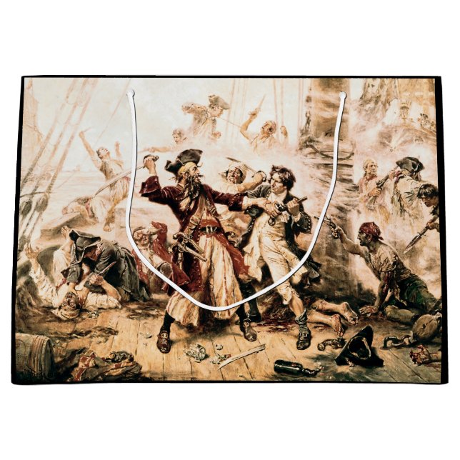 Capture, Pirate Blackbeard, Queen Anne's Revenge Large Gift Bag (Front)