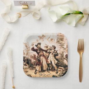 Capture, Pirate Blackbeard, Queen Anne's Revenge Paper Plate
