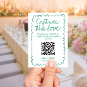 Capture Share Photos QR Code Whimsical Green Frame Enclosure Card