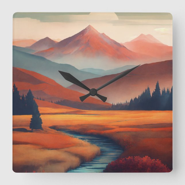 Capture the beauty of natural landscapes with intr square wall clock (Front)