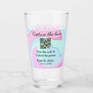 Capture the love add QR scan marble pink blue mix Glass