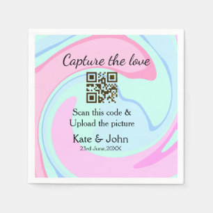 Capture the love add QR scan marble pink blue mix Napkin