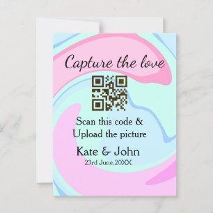 Capture the love add QR scan marble pink blue mix Postcard