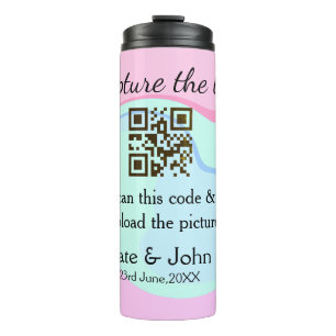 Capture the love add QR scan marble pink blue mix Thermal Tumbler