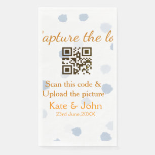 Capture the love add QR scan upload picture blue o Napkin