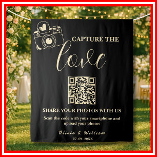 Capture The Love Black Butter Yellow QR Backdrop Tapestry