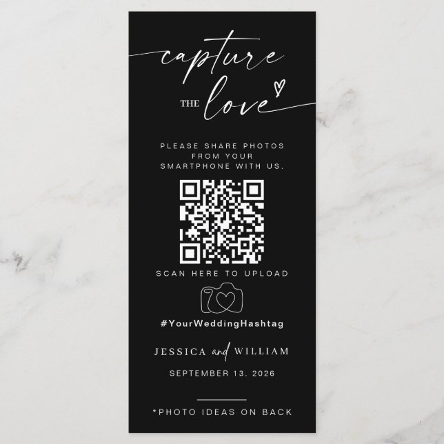 Capture The Love Photo I Spy Wedding Game scavenge Menu (Front)