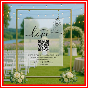Capture The Love Photo QR Frosted Wedding Sign