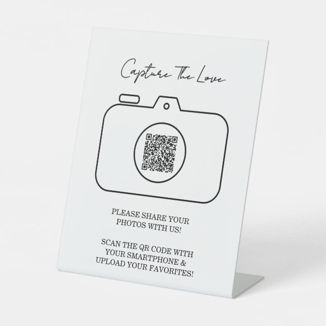 Capture The Love Photo Sharing QR Code  Pedestal Sign (Front)