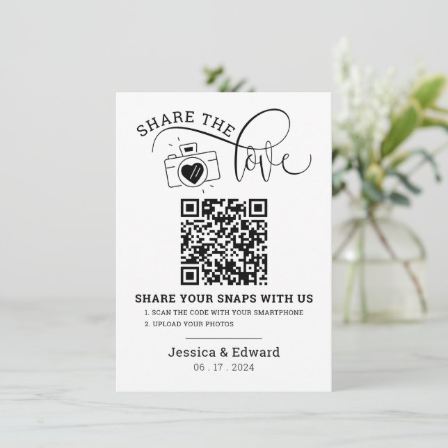 Capture The Love Qr Code Black Chic Modern Wedding (Standing Front)