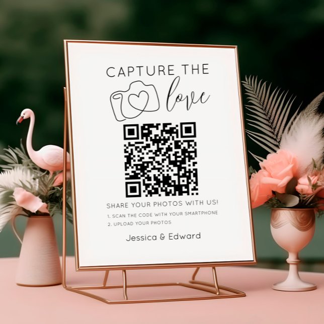 Capture The Love Qr Code Black Chic Modern Wedding (Creator Uploaded)