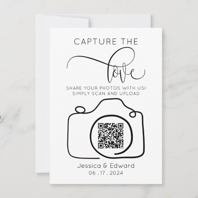 Capture The Love Qr Code Black Chic Modern Wedding (Front)
