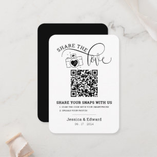 Capture The Love Qr Code Black Chic Modern Wedding Place Card