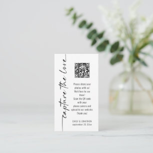 Capture the Love QR Code Black White Wedding Card