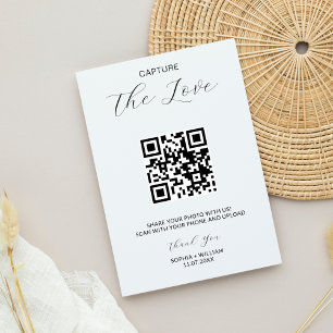 Capture The Love QR Code Minimalist Wedding Photo Enclosure Card