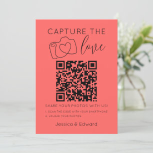 Capture The Love Qr Code Pastel Red Modern Wedding