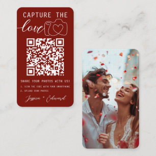 Capture The Love Qr Code Photo Red White Wedding Place Card