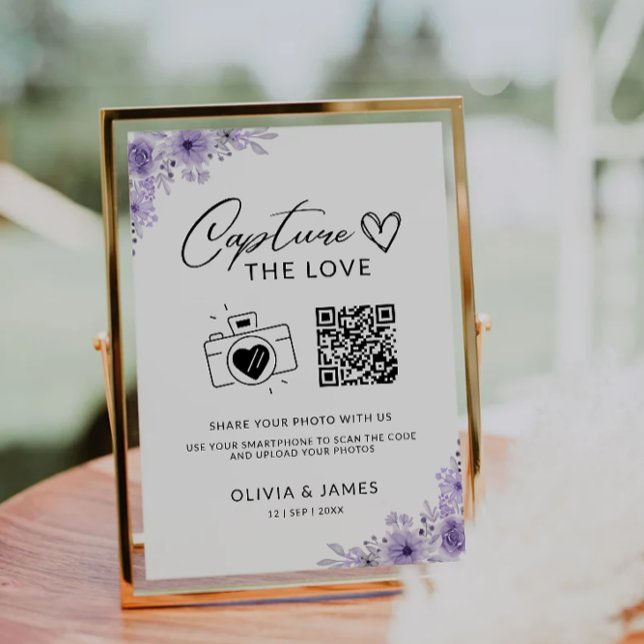 Capture The Love Qr Code Sign, Purple Invitation (Capture The Love Qr Code Sign, Purple Invitation)
