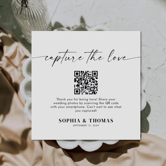 Capture The Love QR Code Wedding Photo Sharing Enclosure Card (Creator Uploaded)