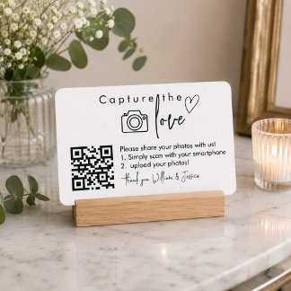 Capture the Love QR Code, Wedding Photo Signs Enclosure Card