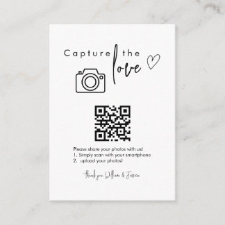 Capture the Love QR Code, Wedding Photo Signs  Enclosure Card