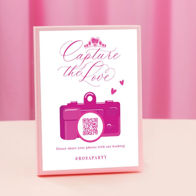 Capture the Love Quinceanera Pink Camera QR Code Poster (Capture the Love Quinceanera Pink Camera QR Code Poster)