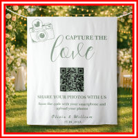 Capture The Love Sage Green QR Wedding Backdrop