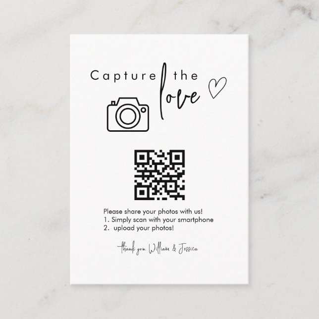 Capture the Love Wedding QR Code Photo Sharing  Enclosure Card (Front)