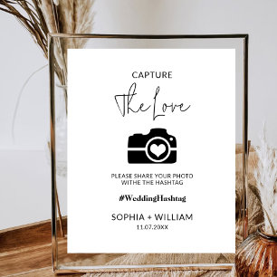 Capture The Love Wedding Social Media Hashtag Poster