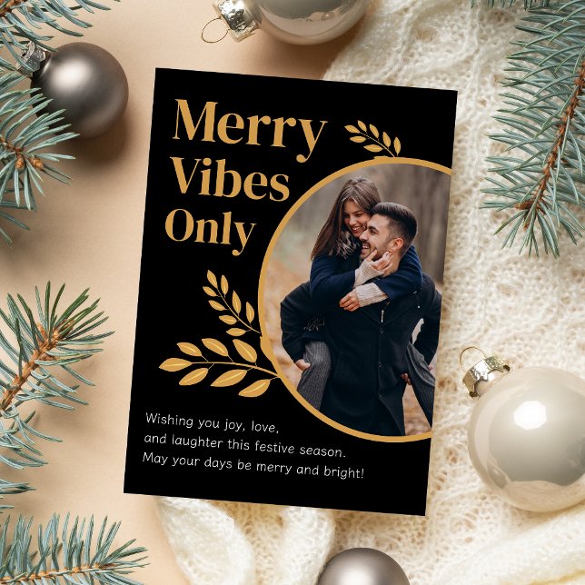 Capture the Merry Vibes Only in Your Photo Holiday Postcard (Creator Uploaded)
