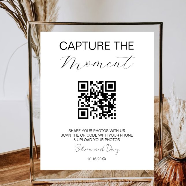 Capture The Moment QR Code Wedding Minimal Photo Poster (Creator Uploaded)