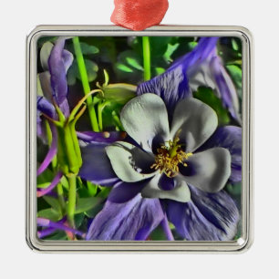 Captured Colorado columbine flower ornament
