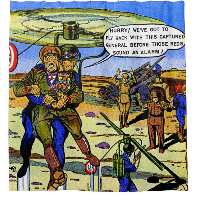 Captured General Soldier Vintage Comics Shower Curtain (Front)