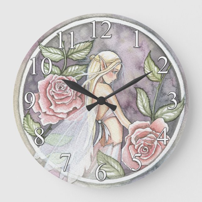 Captured Rose Flower Fairy Wall Clock (Front)