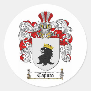 CAPUTO FAMILY CREST -  CAPUTO COAT OF ARMS CLASSIC ROUND STICKER