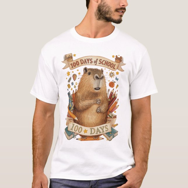 Capy 100 Days of School T-Shirt (Front)