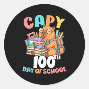 Capy 100th day of school capybara 100 days of classic round sticker