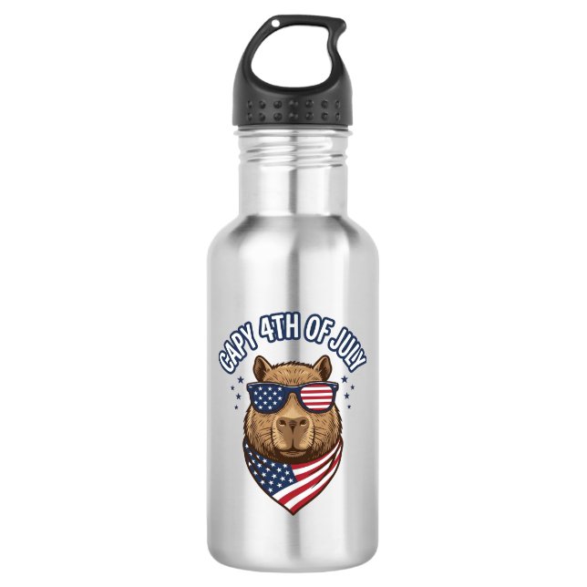 Capy 4th of July Patriotic Capybara Vector Design_ 532 Ml Water Bottle (Front)