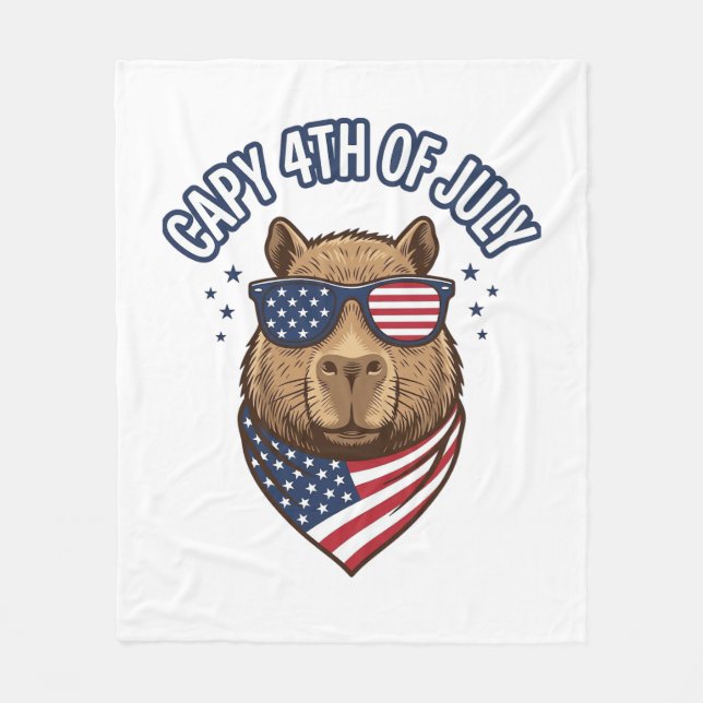 Capy 4th of July Patriotic Capybara Vector Design_ Fleece Blanket (Front)