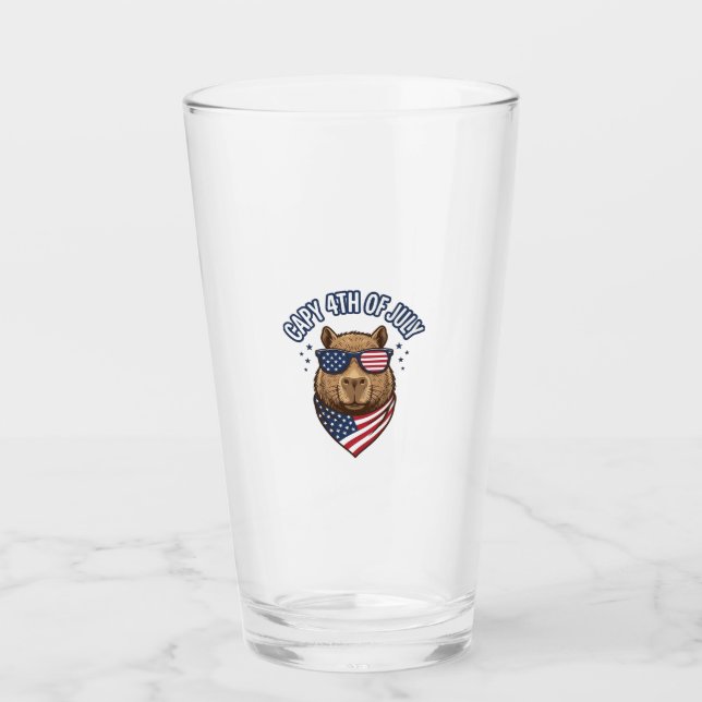 Capy 4th of July Patriotic Capybara Vector Design_ Glass (Front)
