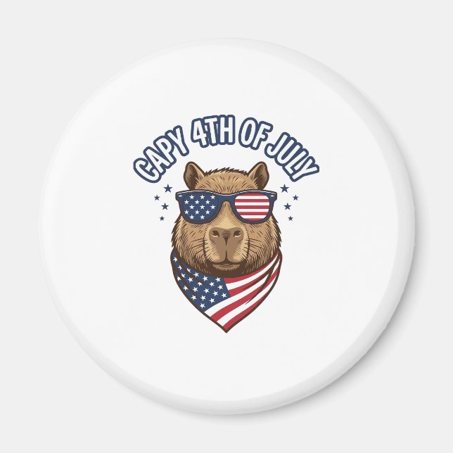 Capy 4th of July Patriotic Capybara Vector Design_ Magnet (Front)