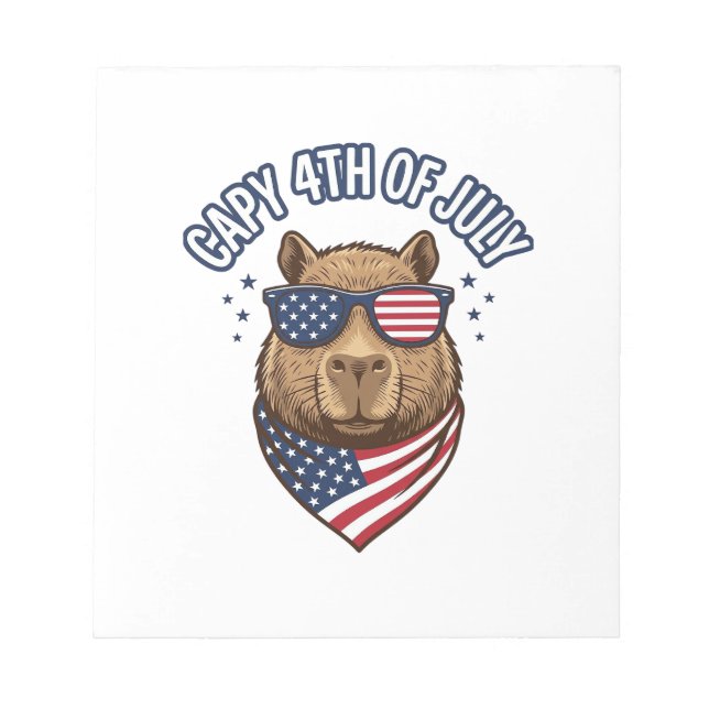 Capy 4th of July Patriotic Capybara Vector Design_ Notepad (Front)