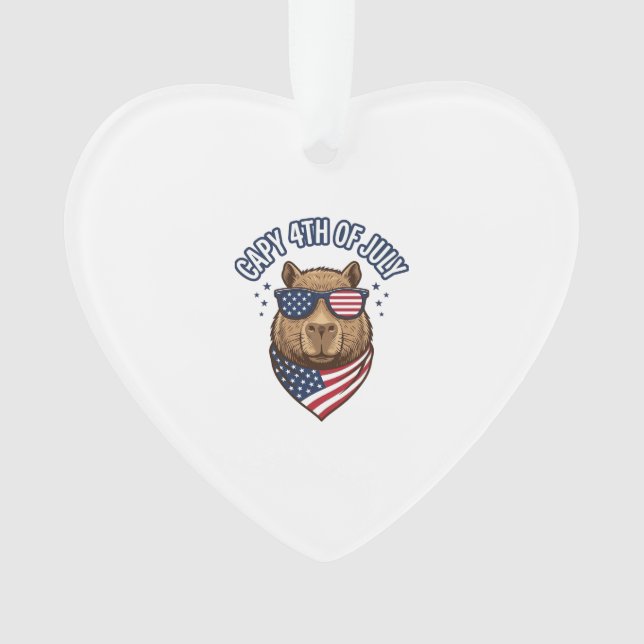 Capy 4th of July Patriotic Capybara Vector Design_ Ornament (Front)