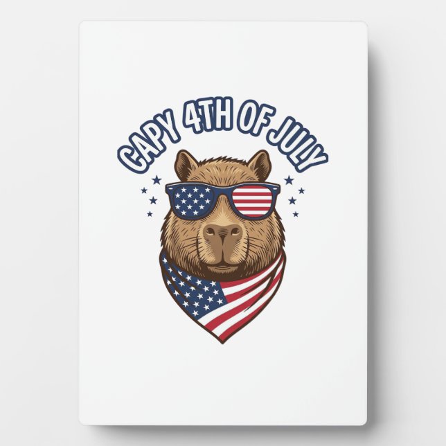 Capy 4th of July Patriotic Capybara Vector Design_ Plaque (Front)