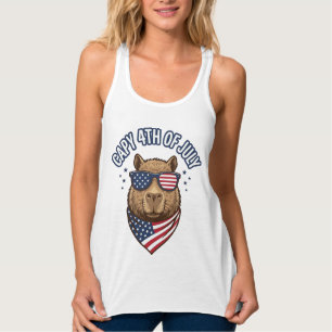 Capy 4th of July Patriotic Capybara Vector Design_ Singlet