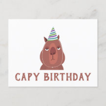 "CAPY BIRTHDAY" Capybara with Party Hat