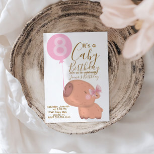 Capy Birthday Coquette Bow Party Invitation