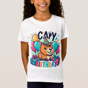Capy Birthday Cute Floral Capybara Party  T-Shirt