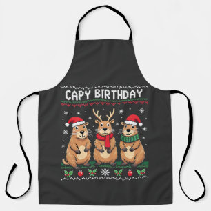 Capy Birthday Ugly Christmas Sweater Capybara Apron