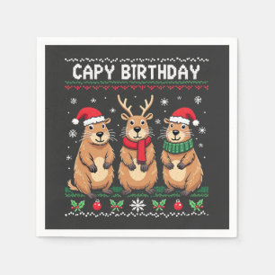 Capy Birthday Ugly Christmas Sweater Capybara   Napkin
